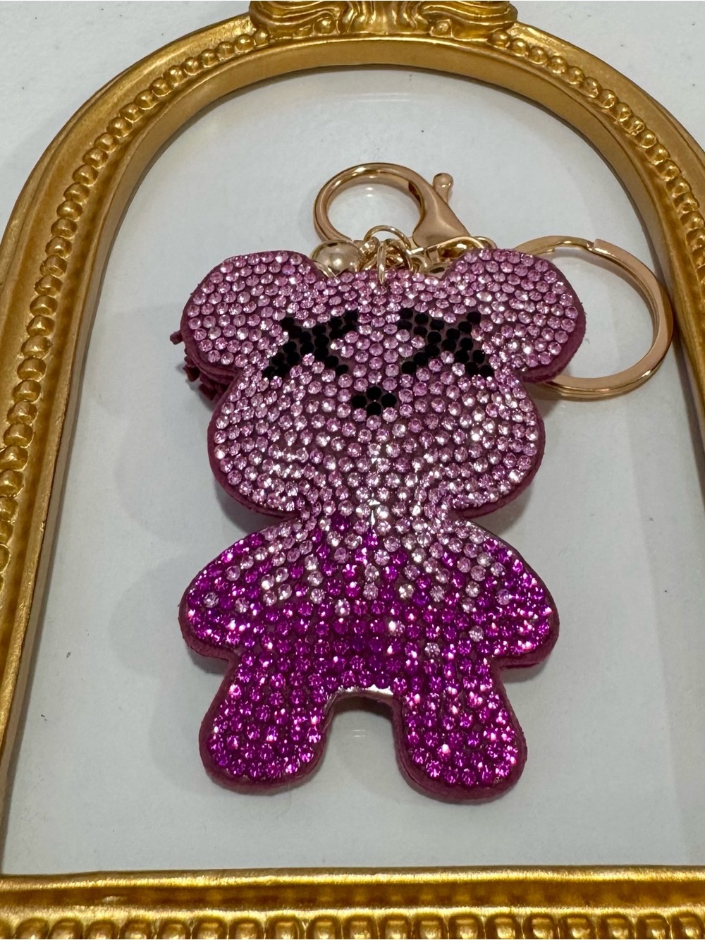 New Sparkling Purple Crystal Teddy  Keychain